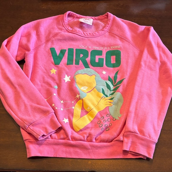 Midnight Rider Sweaters - Anthropologie Virgo Graphic Crewneck Sweatshirt - Pink